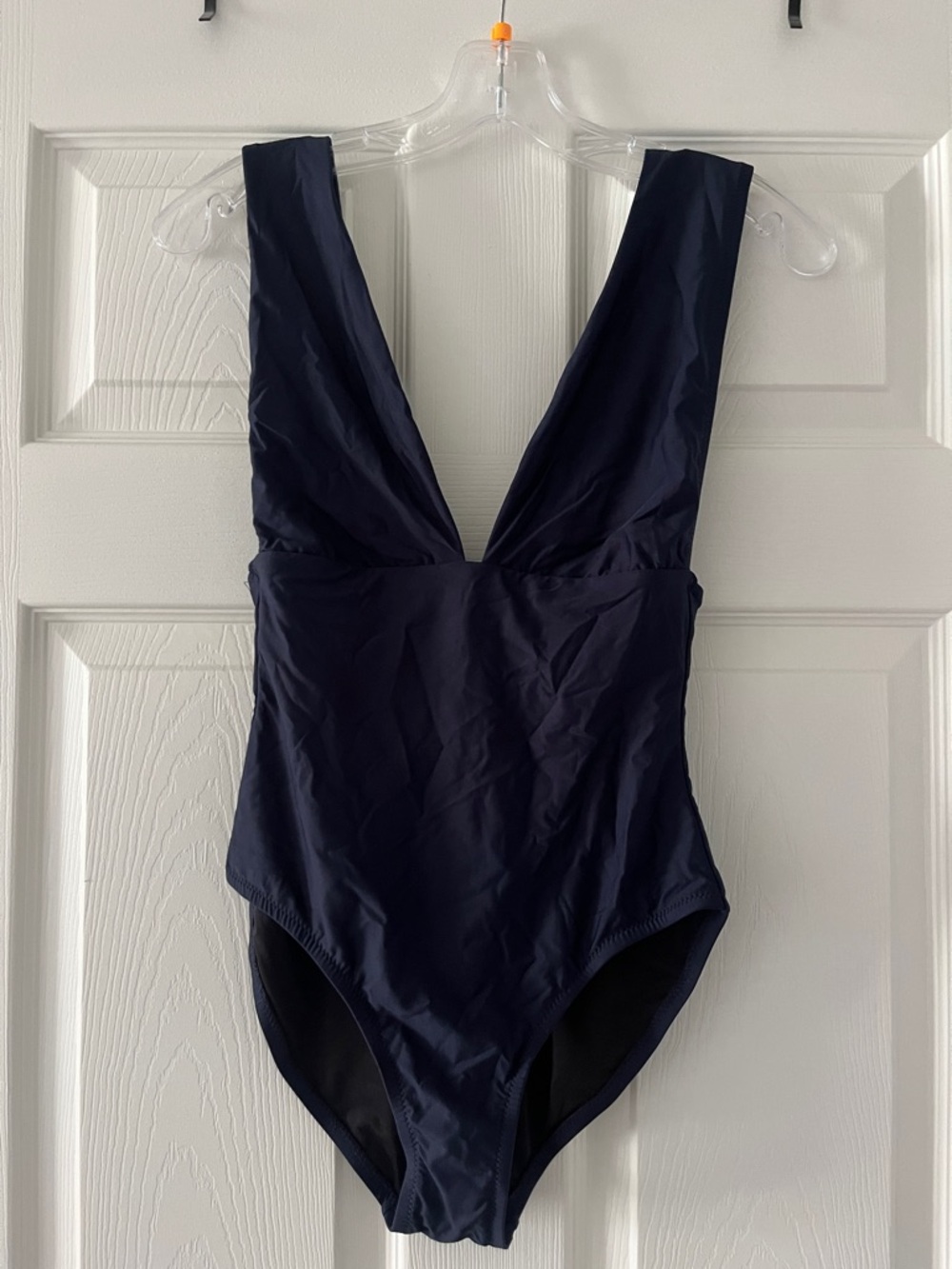 J. Crew Deep V Navy One-Piece Swimsuit